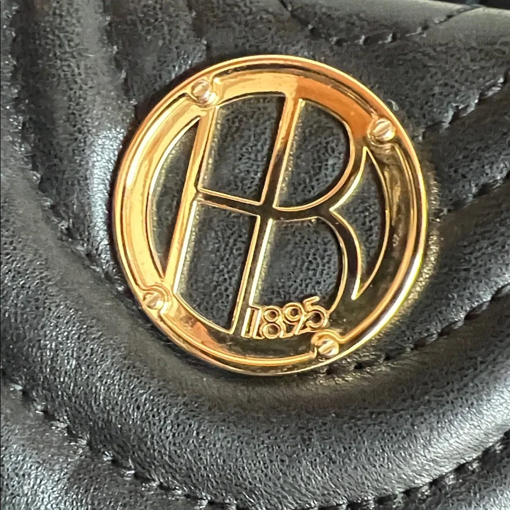 Henri Bendel Black Quilted lambskin Satchel with Gold Details
